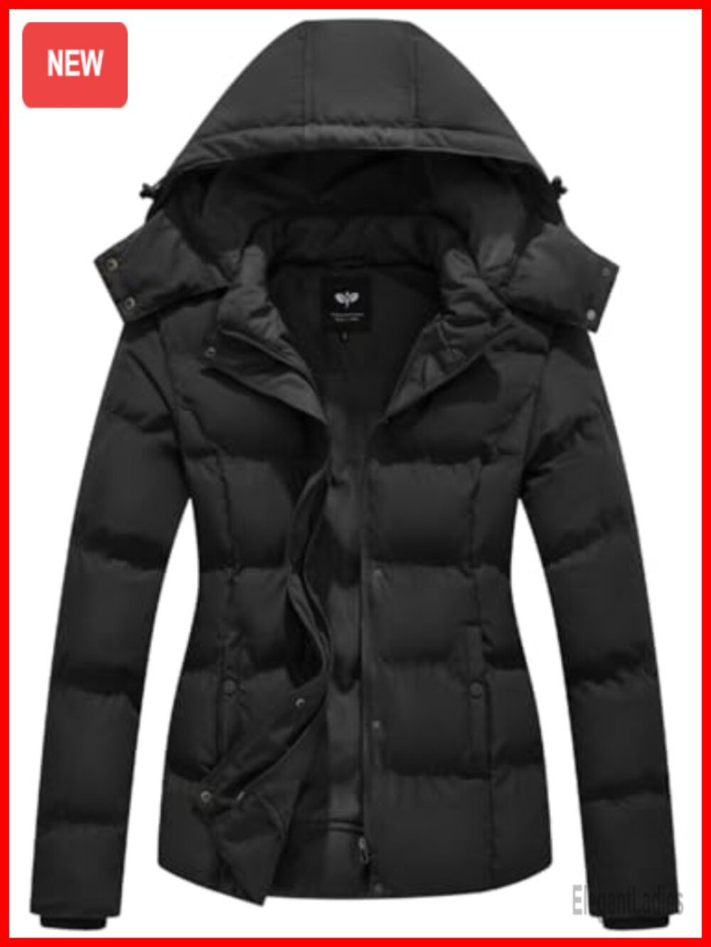 GGleaf Women's Quilted Puffer Jacket Removable Hood Winter Coat